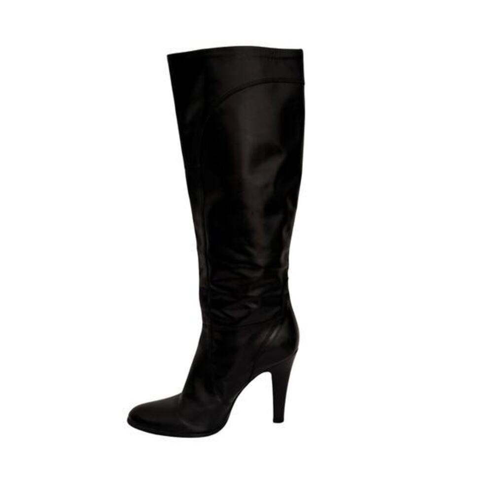 Vintage Y2K Miss Sixty Black Leather Knee High Boots Size 38 7.5 Heeled